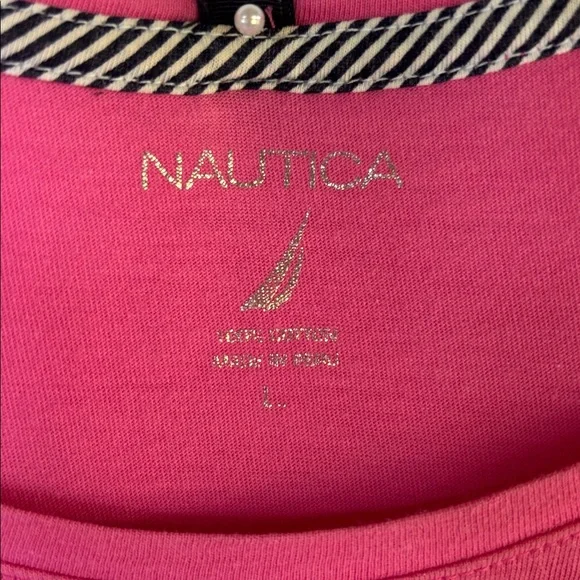 PRE-LOVED NAUTICA WOMEN’s PINK SHORT SLEEVE TEE- SIZE LARGE - Picture 6 of 12
